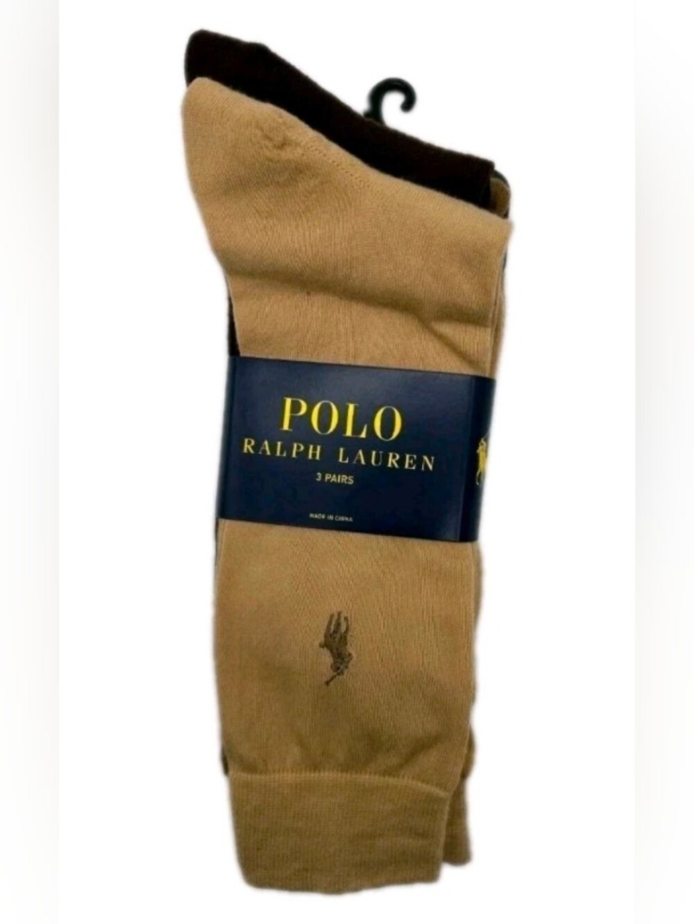 Polo by Ralph Lauren Men's Tan and Brown Dress Socks - 3 Pack